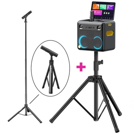 Ikarao Partybox Hoparlör ve Mikrofon Standlı Break X2 300W Karaoke Bluetooth Hoparlör Seti