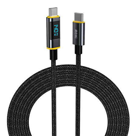 Aohi Youth 140W 3 Portlu Şarj Adaptörü, 27.600 mAh 240W PD3.1 Powerbank, 140W LED Ekranlı Naylon Örgülü Süper Hızlı Şarj/Data Kablosu Seti
