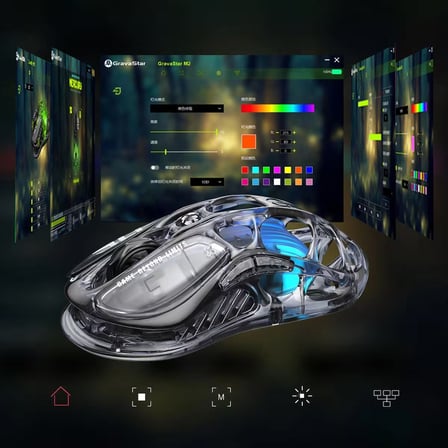 GravaStar Mercury K1 Lite+M2 Kablosuz RGB Işıklı Mekanik Q Gaming Klavye ve Optik Mouse Seti, Şeffaf Siyah