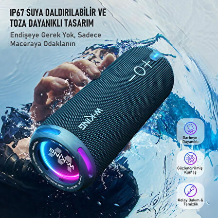W-KING D320 Bluetooth Hoparlör, 40W 360° Surround Boombox, 24 Saate Varan Çalma Süresi, IP67, Kablosuz Stereo TWS, Powerbank/TF/Aux/Bluetooth5.3/, Ses Bombası