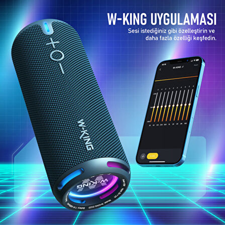 W-KING D320 Bluetooth Hoparlör, 40W 360° Surround Boombox, 24 Saate Varan Çalma Süresi, IP67, Kablosuz Stereo TWS, Powerbank/TF/Aux/Bluetooth5.3/, Ses Bombası