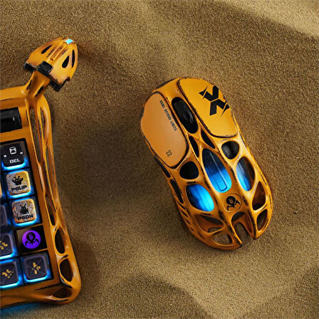 GravaStar Mercury K1Pro+X Kablosuz RGB Işıklı Mekanik Q Gaming Klavye ve Optik Mouse Seti, Special Edition, Sarı