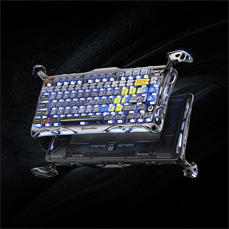 GravaStar Mercury K1 Pro+X Kablosuz RGB Işıklı Mekanik Q Gaming Klavye ve Optik Mouse Seti, Uzay Gri