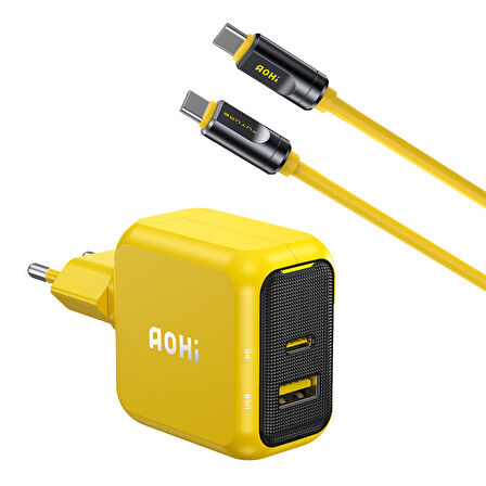 Aohi Magcube 67W 2 Portlu Şarj Adaptörü, 240W 8K Süper Hızlı Şarj/Data Kablosu Seti