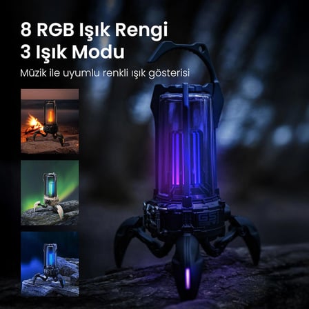 Gravastar Süpernova 25W Bluetooth Hoparlör, Taşınabilir Stereo Ses Bombası, RGB Işıklı, 2 Adet, Siyah