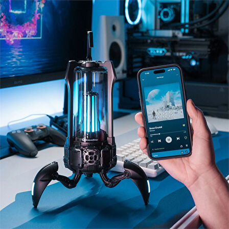 Gravastar Süpernova 25W Bluetooth Hoparlör, Taşınabilir Stereo Ses Bombası, RGB Işıklı, 2 Adet, Siyah