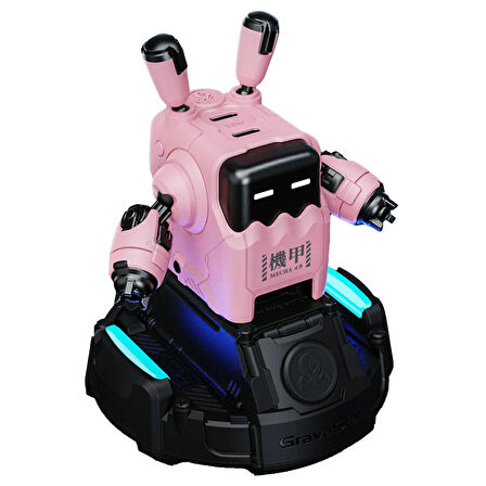 GravaStar Delta35 Robot Figürlü 35W Hızlı Şarj Adaptörü ve Şarj Standı, Pembe