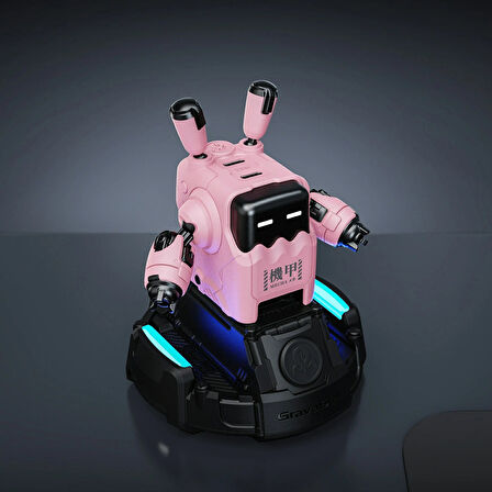 GravaStar Delta35 Robot Figürlü 35W Hızlı Şarj Adaptörü ve Şarj Standı, Pembe