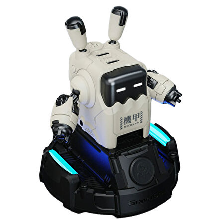 GravaStar Delta35 Robot Figürlü 35W Hızlı Şarj Adaptörü ve Şarj Standı, Beyaz