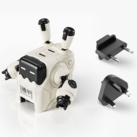 GravaStar Delta35 Robot Figürlü 35W Hızlı Şarj Adaptörü ve Şarj Standı, Beyaz