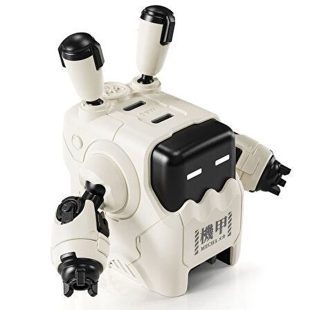 GravaStar Delta35 Robot Figürlü 35W Hızlı Şarj Adaptörü ve Şarj Standı, Beyaz