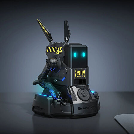 GravaStar Alpha65 Robot Figürlü 65W Hızlı Şarj Adaptörü ve Şarj Standı, Gri