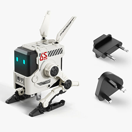 GravaStar Alpha65 Robot Figürlü 65W Hızlı Şarj Adaptörü ve Şarj Standı, Beyaz