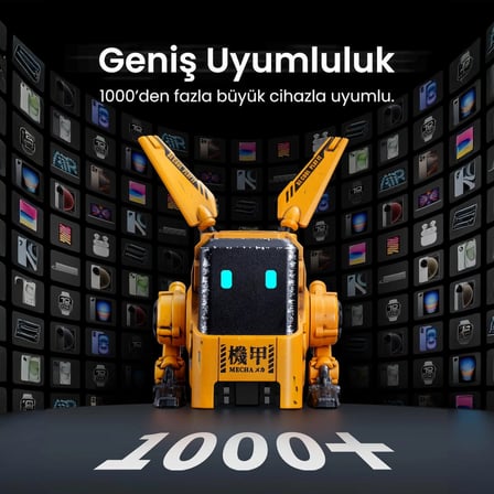 GravaStar Alpha65 Robot Figürlü 65W Hızlı Şarj Adaptörü ve Şarj Standı, Sarı