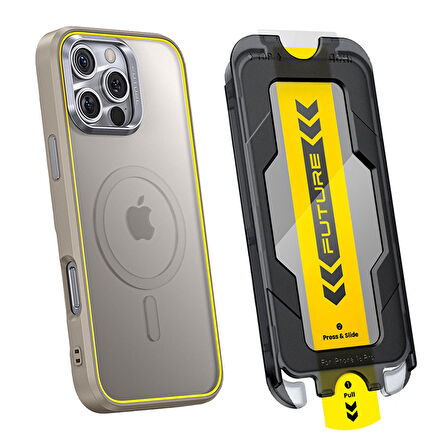 Aohi The Future Iphone 16 Pro Kılıfı Desert Titanium, Tam Kaplayan Kırılmaz Temperli Camlı Koruma