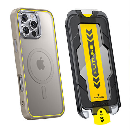 Aohi The Future Iphone 16 Pro Max Kılıfı Desert Titanium, Tam Kaplayan Kırılmaz Temperli Camlı Koruma