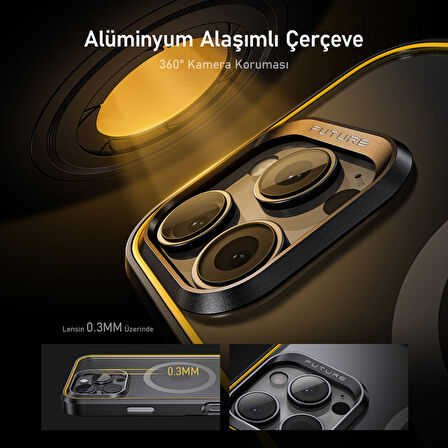 Aohi The Future Iphone 16 Pro Max Kılıfı Siyah, Tam Kaplayan Kırılmaz Temperli Camlı Koruma
