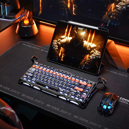 GravaStar Mercury K1 Pro+X Kablosuz RGB Işıklı Mekanik Q Gaming Klavye ve Optik Mouse Seti, CyberFlare