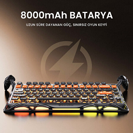 GravaStar Mercury K1 Pro+X Kablosuz RGB Işıklı Mekanik Q Gaming Klavye ve Optik Mouse Seti, CyberFlare