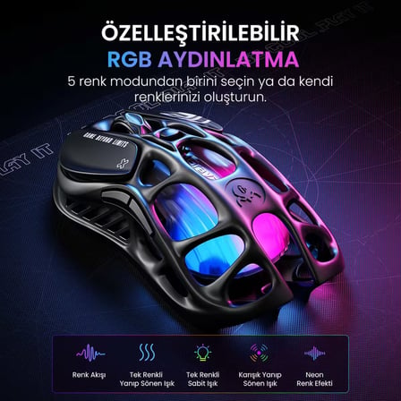 GravaStar Mercury V75 Lite Hall Effect, Rapid Trigger 8.000 Hz Kablolu Manyetik Klavye + M2 26.000 DPI RGB Kablosuz Mouse Oyuncu Seti, Siyah