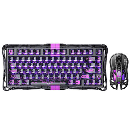 GravaStar Mercury V75 Lite Hall Effect, Rapid Trigger 8.000 Hz Kablolu Manyetik Klavye + M2 26.000 DPI RGB Kablosuz Mouse Oyuncu Seti, Siyah