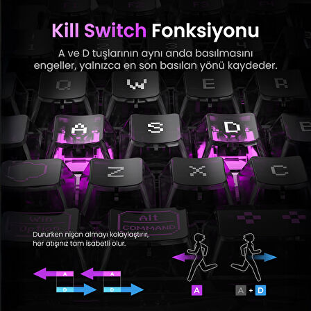 GravaStar Mercury V75 Lite Hall Effect, Rapid Trigger 8.000 Hz Kablolu Manyetik Klavye + M2 26.000 DPI RGB Kablosuz Mouse Oyuncu Seti, Siyah