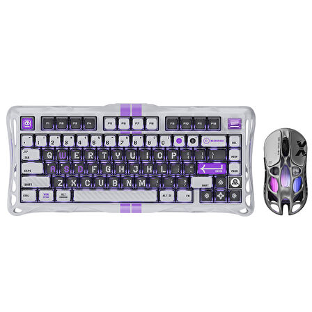 GravaStar Mercury V75 Hall Effect, Rapid Trigger 8.000 Hz Kablolu Manyetik Klavye + XPro 32.000 DPI RGB Kablosuz Mouse Oyuncu Seti, Gri