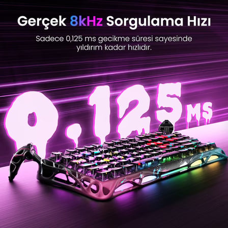 GravaStar Mercury V75 Pro Hall Effect, Rapid Trigger 8.000 Hz Kablolu Manyetik Klavye + XPro 32.000 DPI RGB Kablosuz Mouse Oyuncu Seti, Siyah