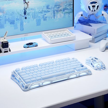 GravaStar Mercury K1 Mekanik Gaming Klavye ve M1 Pro Kablosuz Optik Mouse Seti, Ice Blue
