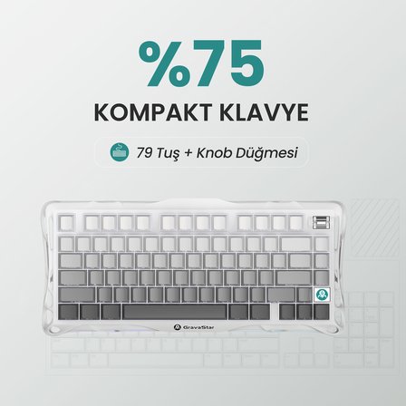 Gravastar K1 Mekanik Gaming Klavye, M1 Pro Kablosuz Optik Mouse ve Mousepad Oyuncu Seti, Gradient White