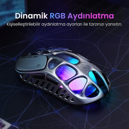 Gravastar K1 Pro Mekanik Gaming Klavye, X Kablosuz Optik Mouse ve Mousepad Oyuncu Seti, Cyberpunk