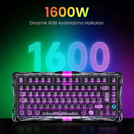 Gravastar V75 Lite Manyetik Kablolu Gaming Klavye, M2 Kablosuz Optik Mouse ve Mousepad Oyuncu Seti, Stealth Black