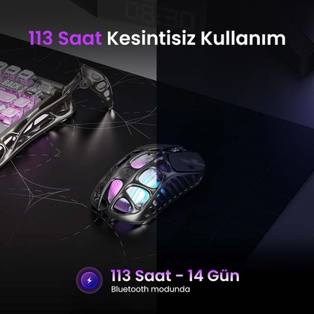 Gravastar V75 Manyetik Kablolu Gaming Klavye, XPro Kablosuz Optik Mouse ve Mousepad Oyuncu Seti, Mecha Gray