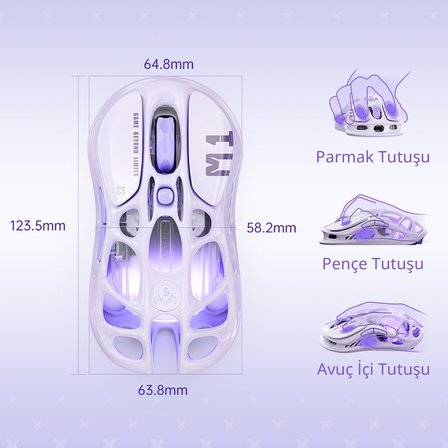 Gravastar V75 Manyetik Kablolu Gaming Klavye, M1 Pro Kablosuz Optik Mouse ve Mousepad Oyuncu Seti, Lavender Purple