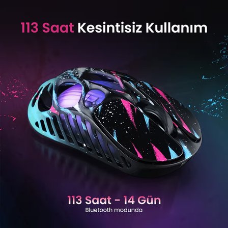 Gravastar V75 Pro Manyetik Kablolu Gaming Klavye, XPro Kablosuz Optik Mouse ve Mousepad Oyuncu Seti, Neon Graffiti