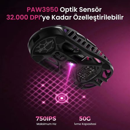 Gravastar V75 Pro Manyetik Kablolu Gaming Klavye, XPro Kablosuz Optik Mouse ve Mousepad Oyuncu Seti, Neon Graffiti