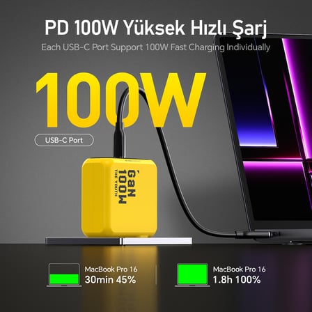 Aohi Starship 10.000 mAh 210W Powerbank, Youth 3 Portlu 100W Şarj Adaptörü