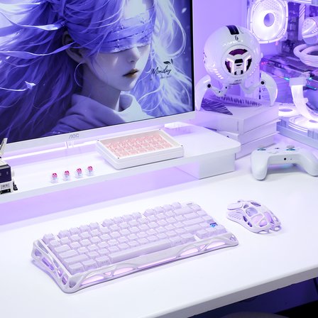 GravaStar Mercury K1 Mekanik Gaming Klavye ve M1 Pro Kablosuz Optik Mouse Seti, Lavender Purple