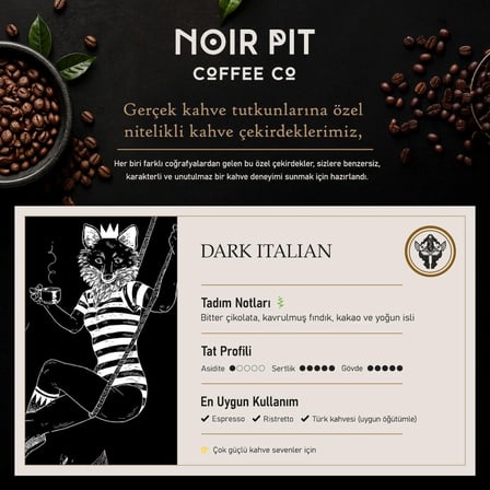 Noir Pit Coffee Co. Dark Italian Çekirdek Kahve, 2x250 g