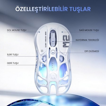 GravaStar K1 Lite Mekanik Gaming Klavye, M2 Kablosuz Optik Mouse ve Mousepad Oyuncu Seti, Crystal Aurora