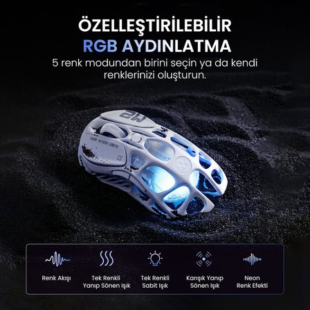 GravaStar K1 Lite Mekanik Gaming Klavye, M2 Kablosuz Optik Mouse ve Mousepad Oyuncu Seti, Crystal Aurora