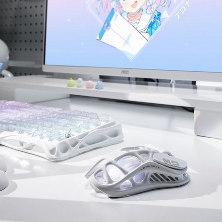 GravaStar K1 Lite Mekanik Gaming Klavye, M2 Kablosuz Optik Mouse ve Mousepad Oyuncu Seti, Crystal Aurora