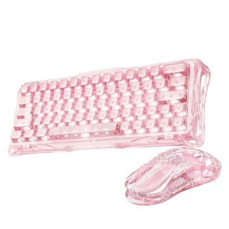 GravaStar Mercury V60 Kablolu Manyetik Gaming İngilizce Q Klavye ve M2 Kablosuz Optik Mouse Seti, Crystal Rose
