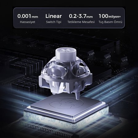 GravaStar Mercury V60 Kablolu Manyetik Gaming İngilizce Q Klavye ve X Air Kablosuz Optik Mouse Seti, Onyx Crystal