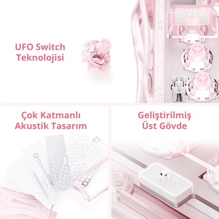 Gravastar Mercury V60 Kablolu Manyetik Gaming İ̇Ngilizce Q Klavye, M2 Kablosuz Optik Mouse Ve Mousepad Oyuncu Seti, Crystal Rose