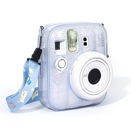 Instax Mini 13 Makine Uyumlu Mavi Simli Pleksi Kılıf