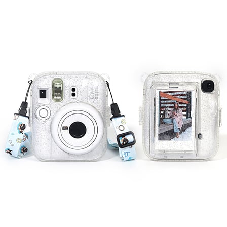 Instax Mini 13 Makine Uyumlu Beyaz Simli Pleksi Kılıf