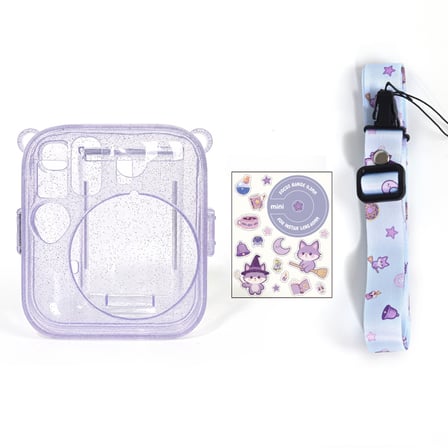 Instax Mini 13 Makine Uyumlu Lila Simli Pleksi Kılıf