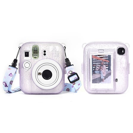 Instax Mini 13 Makine Uyumlu Lila Simli Pleksi Kılıf