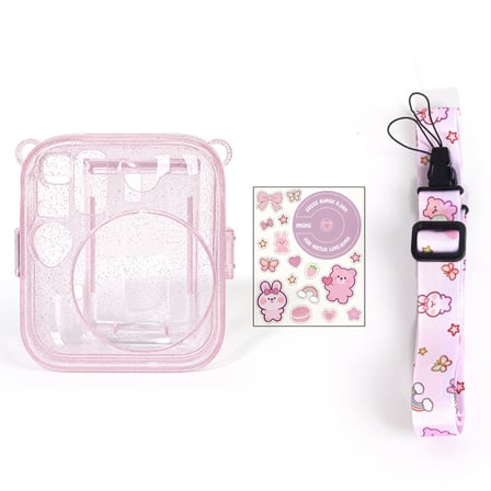 Instax Mini 13 Makine Uyumlu Pembe Simli Pleksi Kılıf